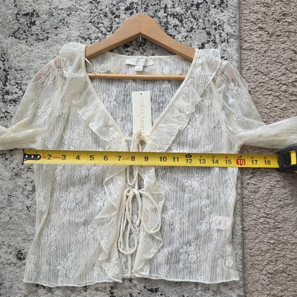 Lace Ruffle Tiefront Blouse Western Chic Romantic Fairy Core Thirty Thirty S NWT - Picture 7 of 8